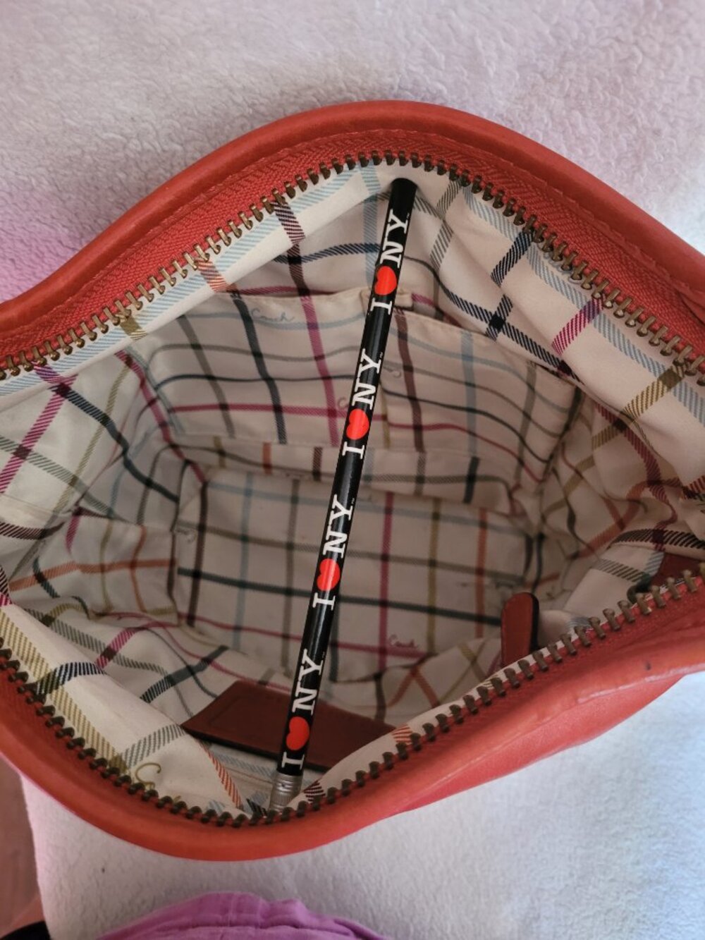 Coach Vermilliion (orangy-red) Vintage 2007 Bleecker Bucket Bag - Picture 6 of 10
